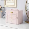 Jewelry Boxes European Cosmetics Drawer Style Storage Box Necklace Earrings Jewelry Organizer Rings Bracelets Storage Case with Mirror Q231109