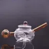 Großhandel Kreative Teekanne Shisha MINI Bunte protable Glas Wasser Dab Rig Bong Rohr zum Rauchen Shisha Bubbler W/ICE Catcher Bongs