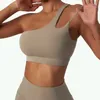 Yoga Outfit One Shoulder Hollow Out Sport-BH High Stretch Bequeme Unterwäsche Frauen Bralette Fitness Top für weibliche Laufweste