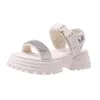 Sandaler Kvinnor Platform Rhinestone Beach Wedge Heel 2023 Summer Shoes Casual Hook Loop Slides Tisters Chunky