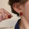 Stud YAMEGA Moda coreana Clip de oreja roja en pendientes para mujer Declaración femenina Vintage falso sin agujero Pendiente de perla joyería de moda 231109