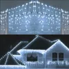 Waterproof Christmas Lights 5M Droop 0.4-0.6m Outdoor Icicle String Lights for Garden Mall Eaves Balcony Fence House Decoration D2.0 LL