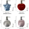 목욕 액세서리 세트 단색 단순성 욕실 비누 디스펜서 세라믹 로션 병 충전 가능한 손 소독제 가정용 제품