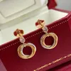 Ensemble de boucles d'oreilles et collier pour femmes, pendentif en Zircon tricolore, trois anneaux en un, haute qualité, bijoux à la mode, cadeaux de fête