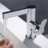 Rubinetti per lavandino del bagno Bianco Nero Oro Ottone LED intelligente Temperatura digitale Rubinetto per lavabo Miscelatore Rubinetti per acqua idroelettrica Accessori