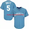 Baseball Jerseys Vintage 16 Bo Jackson 5 George Brett 1986 1987 Blue White Mesh Pullover Button Home Away All Sti