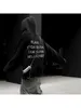 Bluzy dla kobiet 2023 retro ciemny dhinestone Y2K Fall Woman Bluet Cyber ​​Gothic Kangaroo Pocket Blushirts Grunge Black Loose Hooded Pullover