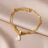 Bracelets de cheville en acier inoxydable pour femmes et filles, chaîne de jambe plaquée or, accessoires de plage d'été, bijoux cadeau