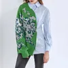 Camicette da donna Patchwork Hit Color Kitting Camicie Colletto con bavero femminile Manica lunga Tunica a vita alta Moda donna irregolare