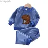 Pyjamas 2021 Neue Herbst Winter Flanell Cartoons Pyjamas Für Kinder Mädchen Plus Samt Verdickung Pyjamas Jungen Freizeit Homewear Set1-6YL231109