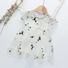 Mädchenkleider 2023 Baby süße kurzärmlige Oansatz Kleid Sommer Mode Stickerei Mesh Garn Kinder koreanische Art Prinzessin 6M-3T