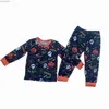 Пижамы Рождественская коллекция пижам для мальчиков и девочек, одежда с лацканами и брюками с длинными рукавами, комплект из ткани «Рождественская елка» из молочного шелкаL231109