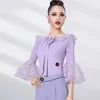 Etapa desgaste Dot Lotus Diseño de manga larga Body Femenino Vestido de baile latino para mujeres Rendimiento Traje de baile de salón NY23 ZY128