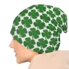 Berets Glitter Green Shamrock Knit Hat Tea Hats Funny Ladies Men's