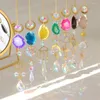 Decorazioni da giardino Prismi di cristallo Ciondolo acchiappasole Luna Metallo riflettente Luce colorata Fiocco ambrato Campanelli eolici Decorazione della casa