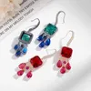 Stud Earrings Style Advanced Sense ingelegd Red Gem Licht Luxe Luxe Fashion Niche Temperament Square geometrische oorhaak