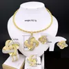 Stud Dubai Gold Color Women Jewelry Set Quality 18k Plated Two Tone Necklace Earrings Bracelet Ring 231109