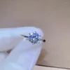 Cluster Rings Silver 925 Оригинальный бриллиантовый тест после блестящего разреза 2 Реал D Color Round Moissanite Gedding Ring Gemstone Jewelrycluster