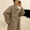 Hair Baby Camel Fleece Korean Version Sided Cashmere Women's Coat Double Breasted Button Autumn And Winter Long Style