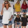 Blouses femme été Blouse femmes col en V en mousseline de soie dentelle Patchwork hauts Slim basique pulls Blusas jaune blanc noir femme