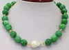 Correntes Natural 12mm Verde Jade Jadeite Rodada Gemas Branco Barroco Pérola Colar 20"