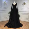 Party Dresses Serene Hill Black Arabic Cape Sleeves Aftonklänningar 2023 Luxury pärlstav a-line för kvinnor LA71889
