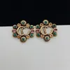 Fashion Colored Gemstone Crystal Stud Earrings Womens 14k Gold Floral Brand Designer Earring Gift Jewelry nice