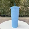 Kupalar mat kaplama çift duvar diy 710ml 24oz noctilucence plastik elmas barbler saman starbks logosu