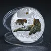 Konst och hantverk Zambia afrikansk hotad Leopard Silver Plated Diamond Animal Commemorative Medal