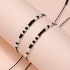 Strand 2Pcs/Set Handmade Turkish Trendy I Love You Morse Code Black And White Rice Beads Braided Adjustable Couple Bracelets