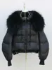 Parkas pour femmes 2023 hiver femmes veste courte 90% manteau en duvet d'oie avec grand véritable col de fourrure de raton laveur épais chaud vêtements d'extérieur mode Streetwear J231109