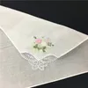 Embroidery Flower Handkerchief White Lace Thin Handkerchiefs Cotton Towel Woman Wedding Gift Party Decoration Cloth Napkin C456
