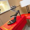 Новые Rene Caovilla Cleo Syletto Sandals Crystals Gem украшенные каблуками вечерние туфли Женские роскошные дизайнеры на высоком каблуке