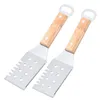 Steak Pizza Spatula With Wood Handle Beer Opener Grill Cooking Utensil Stainless Steel Barbecue Scraper for Pancake Griddle Kitchen Tool Q701