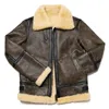 Vestes pour hommes B3 Shearling Laine Fourrure En Peau De Mouton Veste Hommes Bomber 3 Manteau En Cuir Véritable Chaud Vêtements D'hiver Vintage Homme 231108