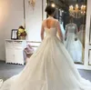 2024 Luxury A-Line Wedding Dress High Neck Full Pearls Beading Long Illusion Hyls Women Brudklänningar Vestido de Novia Custom Made Arabic Dubai