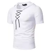 Camisetas masculinas 2023 verão algodão camisa casual cadarço design mangas curtas tendências masculino fitness hip hop streetwear tops camisetas