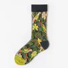 Women Socks Fashion Transparent Crystal Silk Sunflowers Vines Flowers Animal Fruit Glass Long Female Sox