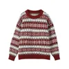 Женские свитера, рождественский свитер, женский разноцветный жаккардовый вязаный пуловер с длинными рукавами, праздничный осенне-зимний милый наряд 231109