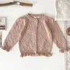 Jackets Baby Girls Knitting Cardigan Autumn Infant Hand Embroidered Sweater European American Style Spring Knit Coat