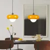 Pendant Lamps Nordic Creative Warm Chandelier Restaurant Study Glass Yellow Art Led Egg Tart Cocina Accesorio Living Room Decor