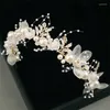 Kopfschmuck Mode Perle Blume Stirnband Braut Hochzeit Krone Haarband Kristall