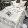 Set di biancheria da letto Stile europeo Ricamo di lusso Nobile Matrimonio 600TC Set di raso di cotone Copripiumino Lenzuolo Federa Queen King