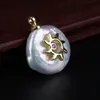 Choker Tiny Sun Sunflower Charm Natural Coin Freshwater Pearl Bead Chic Gold Thin Chain Pendant Necklace For Women Jewels Chokers