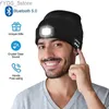 Beanie/Kafatası Kapakları Kış Şapkası Kadın Müzik Bluetooth Led Örme Şapka El Feneri Işık Açık Hava Spor Şapkası Erkekler Kamp Kampı Sıcak Beanie Hat Yq231108