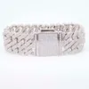 Mode-sieraden 26Mm Breed Iced Out VVS Moissanite Met GRA Certificaat Solid Sier Link Chain Cubaanse Armband