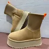 Botas femininas de grife W clássico dipper clássico mini plataforma bota castanha pele slides pele de carneiro shearling tazz botas de neve de inverno australiano botas ugglie