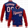 Men's Jackets Custom Royal White-Red Bomber Full-Snap Varsity Letterman Two Tone Jacket 3D Baseball Button