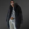 Pelliccia da uomo in finto inverno Abbigliamento originale Giacca da uomo Cappotto grigio scuro Cappotto lungo reale 231108