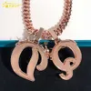 Lysande smycken Sier Rose Gold Fullt Iced Out VVS Moissanite Diamond Custom Initial Letter Pendant med halsband